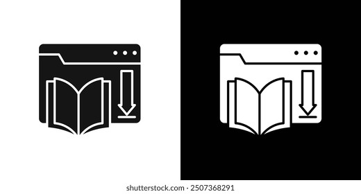 E book download icon flat line symbol set.