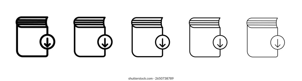 Logotipo do conjunto de ilustrações plano do ícone de download do E book