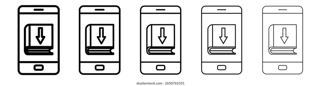 E book download icon isolated vector on white background set
