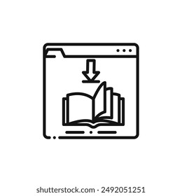 E book download icon outline collection in black and on white background