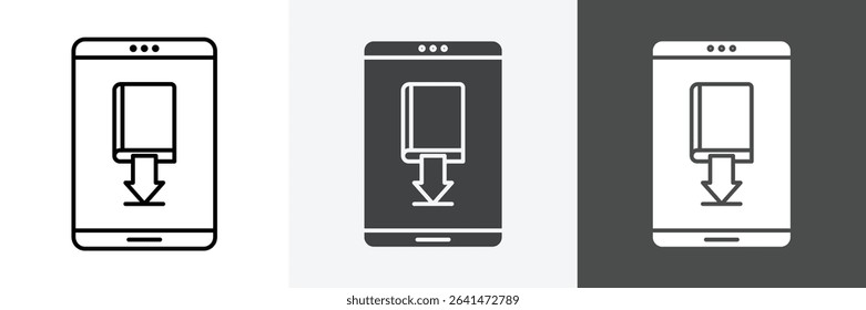 E book download icon set vector art