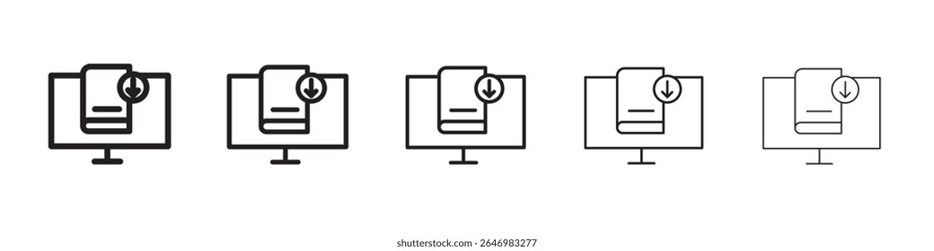 E book download icon thin flat outline style vector sign