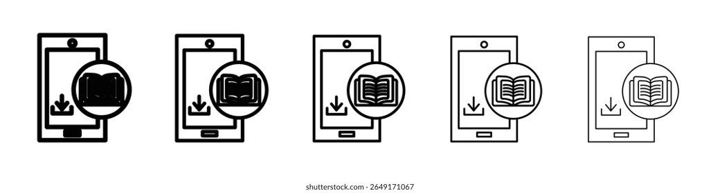 E book download icon thin outline logo mark set