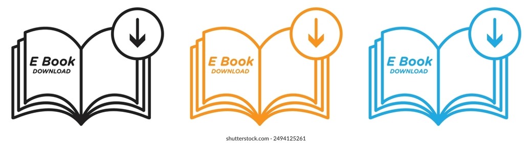 E book download icon vector logo set collection for web app ui