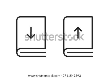 E book download and upload icon. Book download and upload icons. Vector illustration