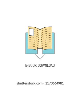 E Book Downloading colorful line icon. Simple Icon illustration. Book Downloading Line Icon Useful For Web, Mobile, Software & Apps. Eps-10.