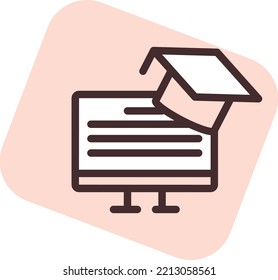 E-Buchunterricht, Illustration, Vektorgrafik auf weißem Hintergrund.