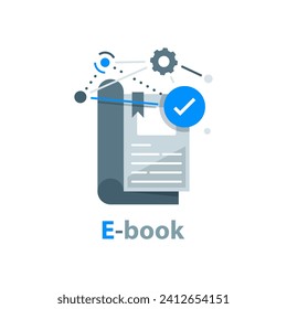 E -book. Electronic Library icon,Media book library concept,flat design icon vector illustration