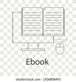 E book  icon concept on transparency background. Line vector illustration use for your web site.