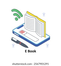 E Book isometric Colored illustration. EPS File stock illustration