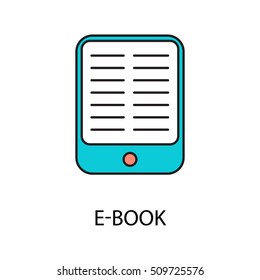 E - book line icon. Vector symbol on the topic of personal devices. Color minimalist element for design of website, company's visit card, logo an etc. E - book vector icon eps 10.