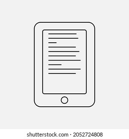 E book linear vector icon isolated on white background. Digital reading sign.