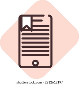 E book mobile book, illustration, vector on white background.