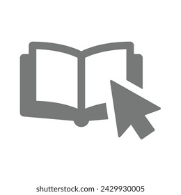 E book with mouse arrow icon. Online education, e-book vector symbol.