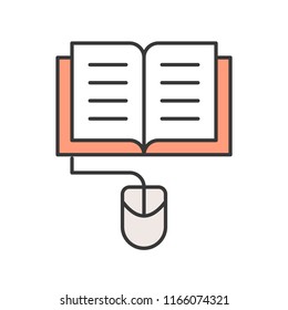 e book and mouse, online education editable stroke outline icon