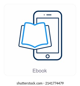 E Book And Online Education Icon Concept