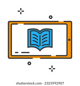 e book, online learning concept, school icon. Vector icon