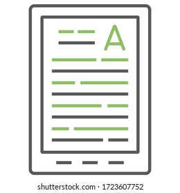 E Book Reader color line icon, education and school, digital book sign vector graphics, a linear icon on a white background, eps 10