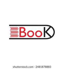 E book red and black color logo design with typography and icon.