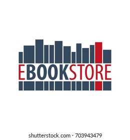 E Book Store Logo. Education and book emblem. Vector illustration