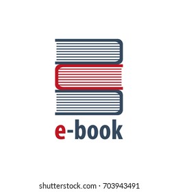 E Book Store Logo. Education and book emblem. Vector illustration