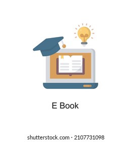 E Book vector Flat Icon Design illustration. Educational Technology Symbol on White background EPS 10 File