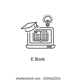 E Book vector Outline Icon Design illustration. Educational Technology Symbol on White background EPS 10 File