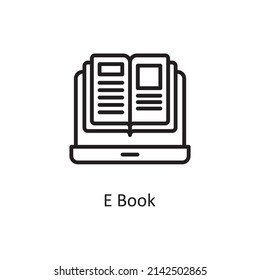 E Book vector Outline Icon Design illustration. Educational Technology Symbol on White background EPS 10 File