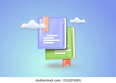 E books 3d render icon. Vector realistic illustration