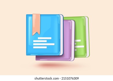E books 3d render icon. Vector realistic illustration