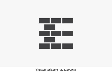 E  brick letter logo concept isolated on white background.