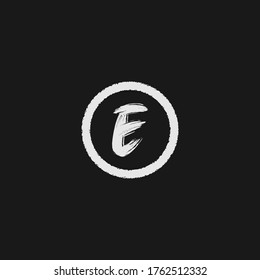 E Brush Stroke Letter Logo Design. 
