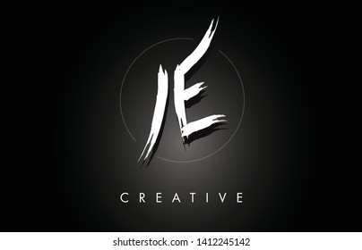 IE I E Brushed Vector Letter Logo Design with Creative Modern Brush Lettering Texture and Hexagonal Shape. Brush Letters Design Logo Vector Illustration.