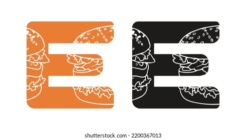 E Burger Logo Vector Icon Symbol Template. Burger Logo Vector. Food Logo
