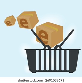 E comprar concepto de Carrito. Vector	
