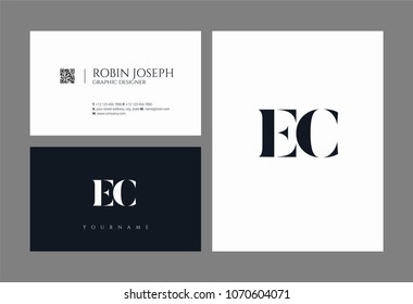 E C, E & C Alphabet joint logo icon with business card vector template.
