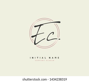 E C EC Beauty vector initial logo, handwriting logo of initial signature, wedding, fashion, jewerly, boutique, floral and botanical with creative template for any company or business.

