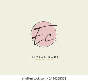 E C EC Beauty vector initial logo, handwriting logo of initial signature, wedding, fashion, jewerly, boutique, floral and botanical with creative template for any company or business.
