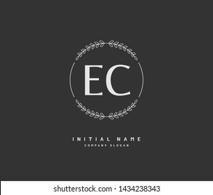 E C EC Beauty vector initial logo, handwriting logo of initial signature, wedding, fashion, jewerly, boutique, floral and botanical with creative template for any company or business.
