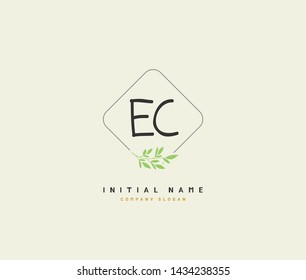 E C EC Beauty vector initial logo, handwriting logo of initial signature, wedding, fashion, jewerly, boutique, floral and botanical with creative template for any company or business.
