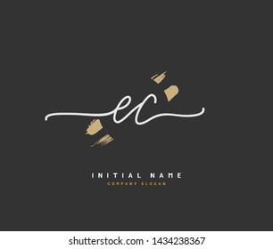 E C EC Beauty vector initial logo, handwriting logo of initial signature, wedding, fashion, jewerly, boutique, floral and botanical with creative template for any company or business.
