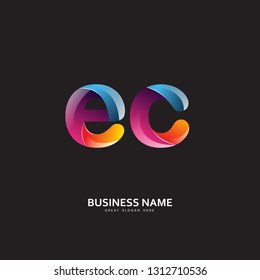 E C EC Logo Letter Design Vector colorful glossy color. Design Template