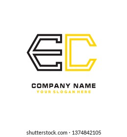E C initial letter, modern logo design template vector