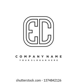 E C initial letter, modern logo design template vector