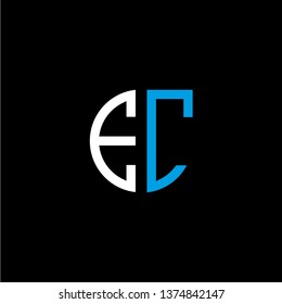 E C initial letter, modern logo design template vector