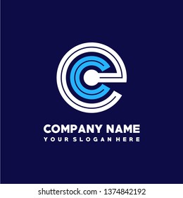 E C initial letter, modern logo design template vector