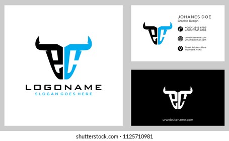 E C initial logo template vector