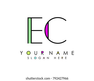 E & C initial minimalist logo template vector