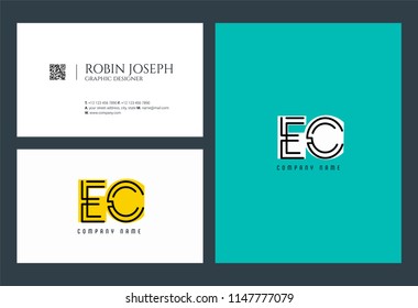 E & C Joint logo icon with business card vector template.