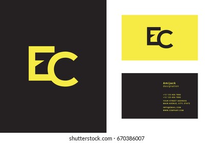 E C joint logo icon vector with business card template